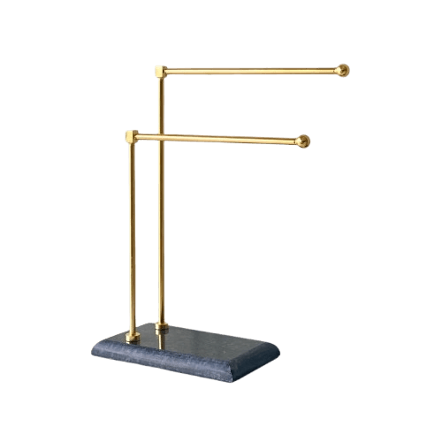 BRASS & MARBLE NAPKIN HOLDER (POLISH)